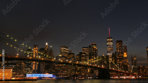 landscape of lower manhattan at night time  © mimilee