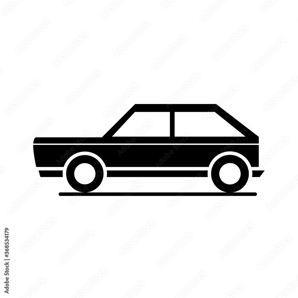 car hatchback model transport vehicle silhouette style icon design