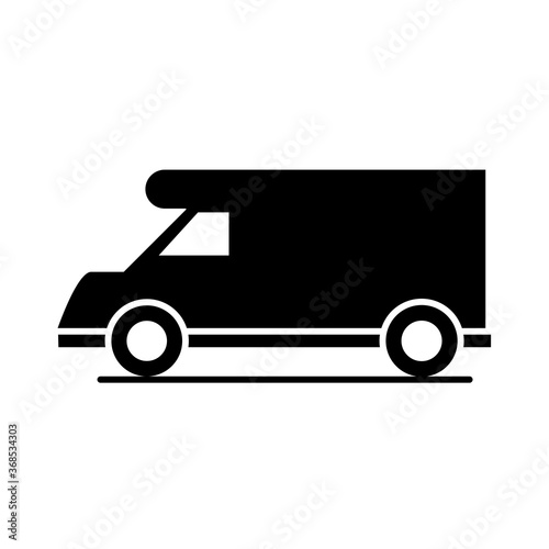 car campervan model transport vehicle silhouette style icon design