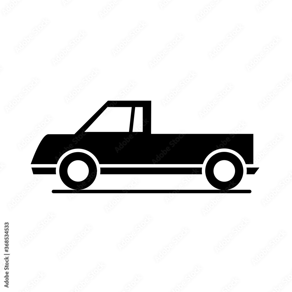 car pickup model transport vehicle silhouette style icon design