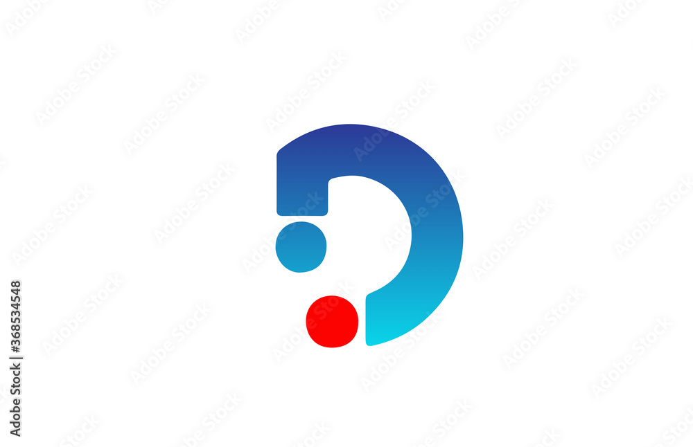 D blue red alphabet letter logo icon. Gradient design for company and business identity D blue red alphabet letter logo icon. Gradient design for company and business identity