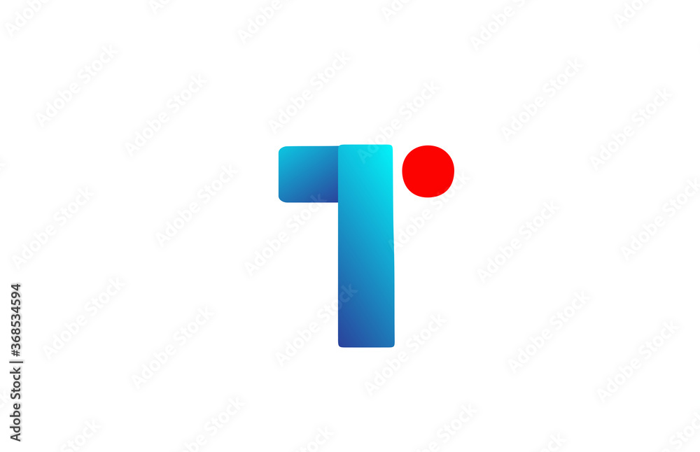 T blue red alphabet letter logo icon. Gradient design for company and business identity T blue red alphabet letter logo icon. Gradient design for company and business identity