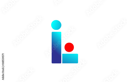 L blue red alphabet letter logo icon. Gradient design for company and business identity