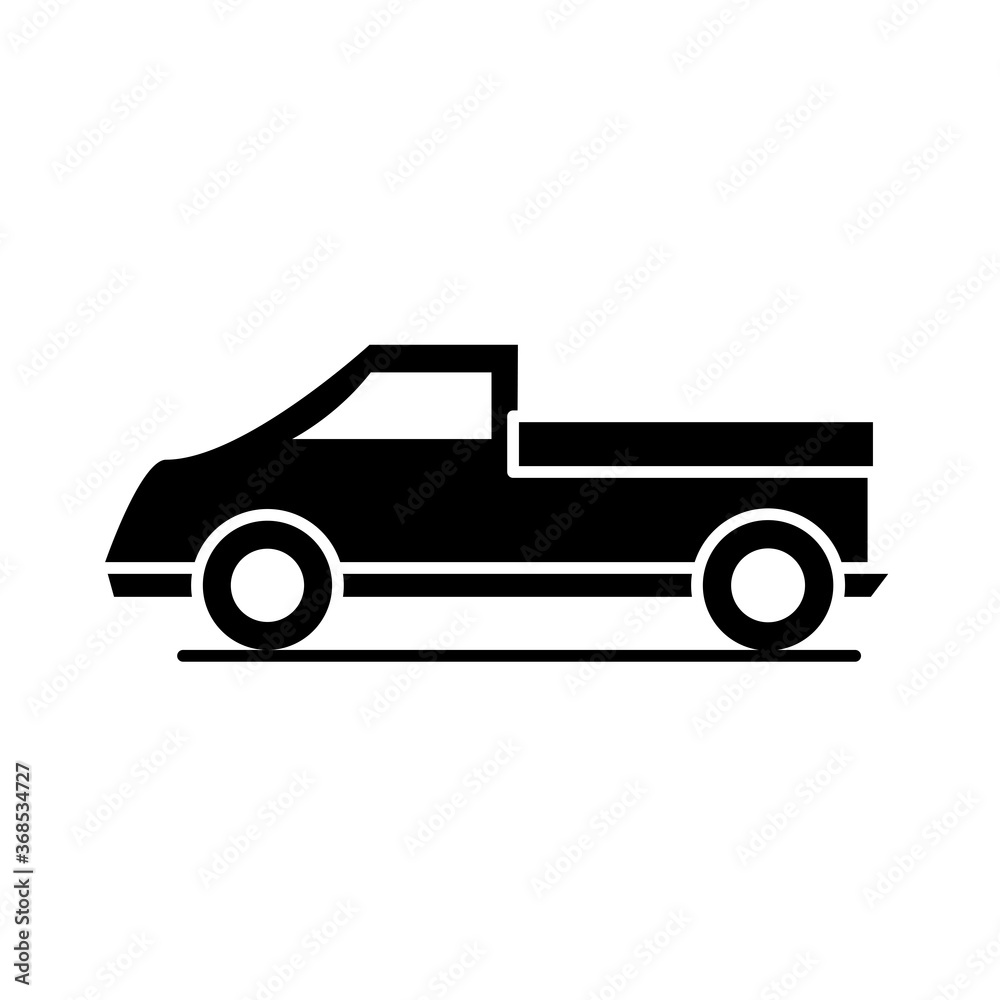 car pickup truck transport vehicle silhouette style icon design