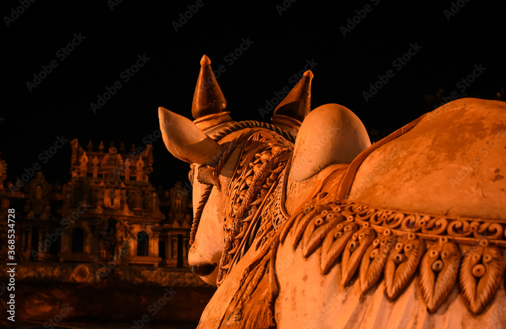 Statue of deity, Nandi, in Madurai , India. Stock Photo Adobe Stock