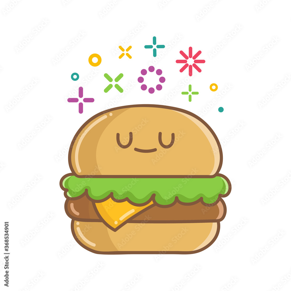 kawaii hamburger sandwich icon cartoon illustration kawaii hamburger sandwich icon cartoon illustration