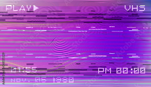 Abstract background with pixel noise artifacts. Glitched old-school screen with digital datamoshing VHS effect, an old analog video recording on tape cassette.