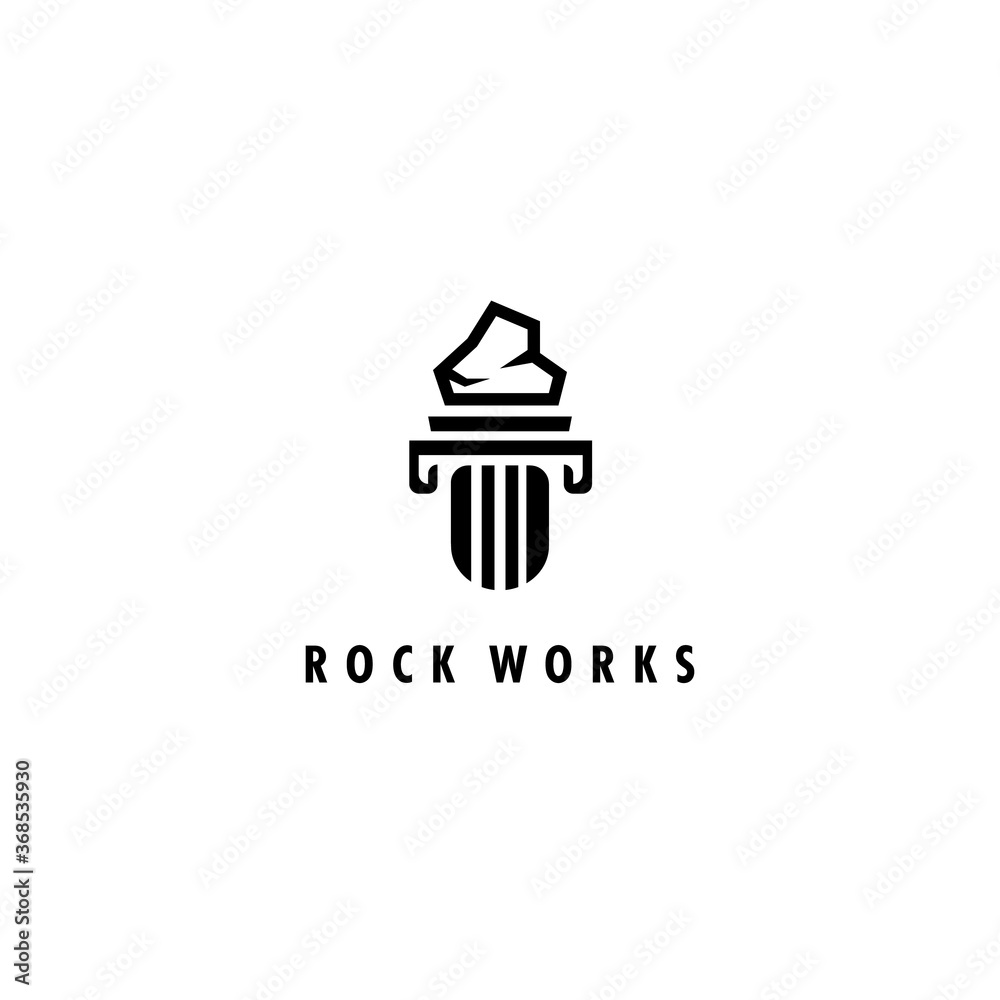 Classic ancient greek marble pillar logo with stone on top vector icon symbol Classic ancient greek marble pillar logo with stone on top vector icon symbol