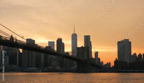 landscape of lower manhattan at sunset time  © mimilee