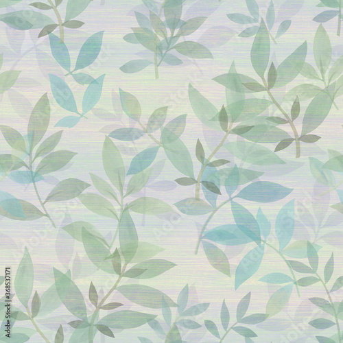 Botanical watercolor pattern on vintage background. Leaves seamless pattern. Abstract background