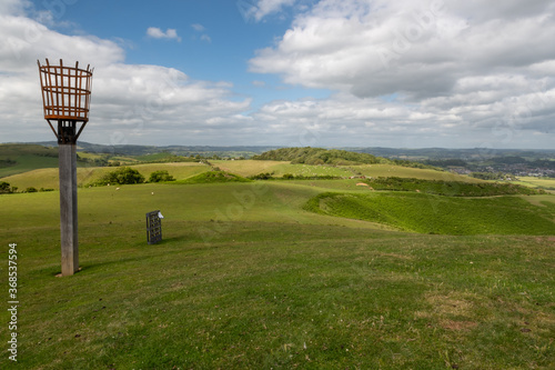 View from the summit of Thorncombe Beacon on the Jurassic coast in Dorset photo