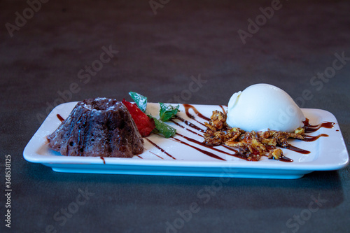 Delicious food on a grey table