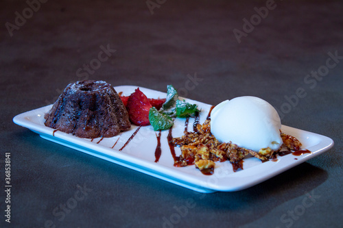 Delicious food on a grey table