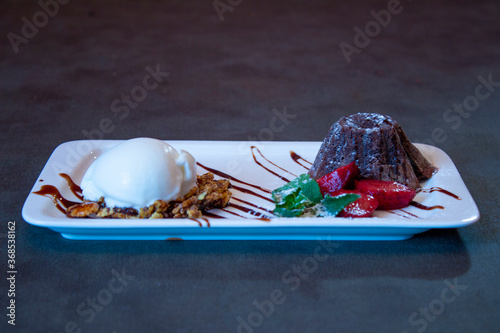 Delicious food on a grey table