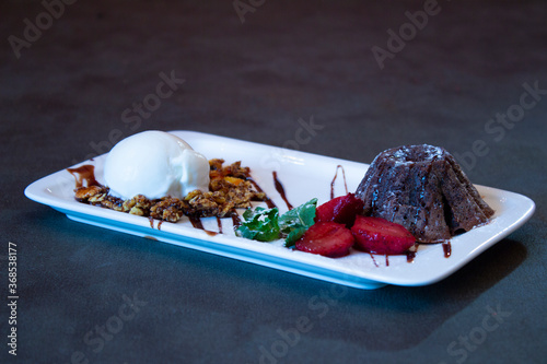 Delicious food on a grey table