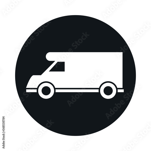 car campervan model transport vehicle block and flat style icon design