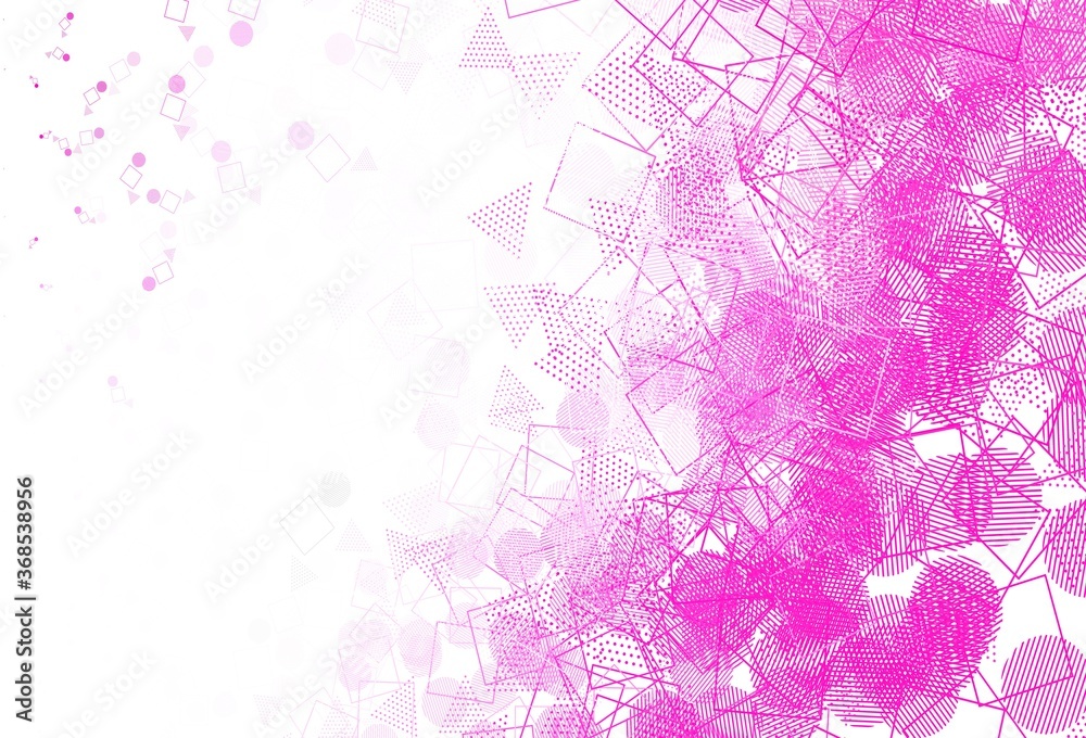 Light Pink vector template with crystals, circles, squares.