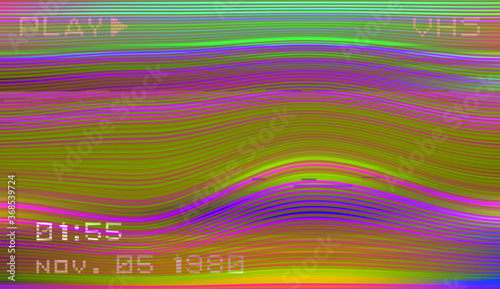 Abstract background with pixel noise artifacts. Glitched old-school screen with digital datamoshing VHS effect, an old analog video recording on tape cassette.