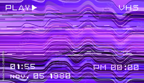 Abstract background with pixel noise artifacts. Glitched old-school screen with digital datamoshing VHS effect, an old analog video recording on tape cassette.