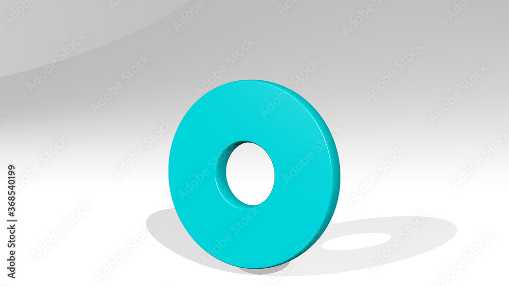 BUTTON RECORD from a perspective with the shadow. A thick sculpture made of metallic materials of 3D rendering. illustration and icon