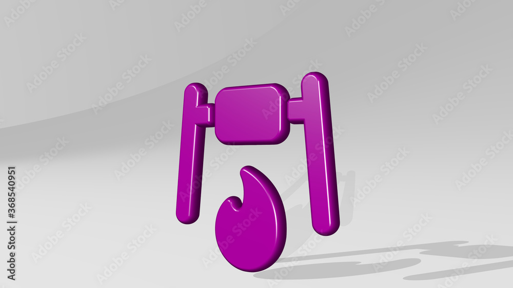 OUTDOORS CAMP FIRE ROASTING stand with shadow. 3D illustration of metallic sculpture over a white background with mild texture. beautiful and nature OUTDOORS CAMP FIRE ROASTING stand with shadow. 3D illustration of metallic sculpture over a white background with mild texture. beautiful and nature