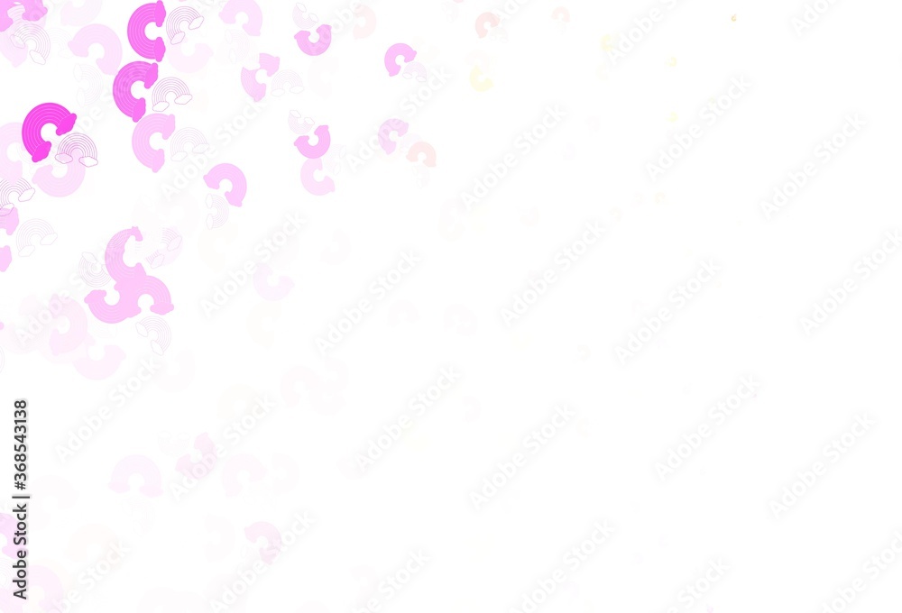 Light Pink, Yellow vector template with rainbow signs.