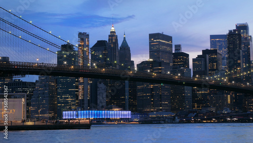 night view of financial district manhattan NYC 