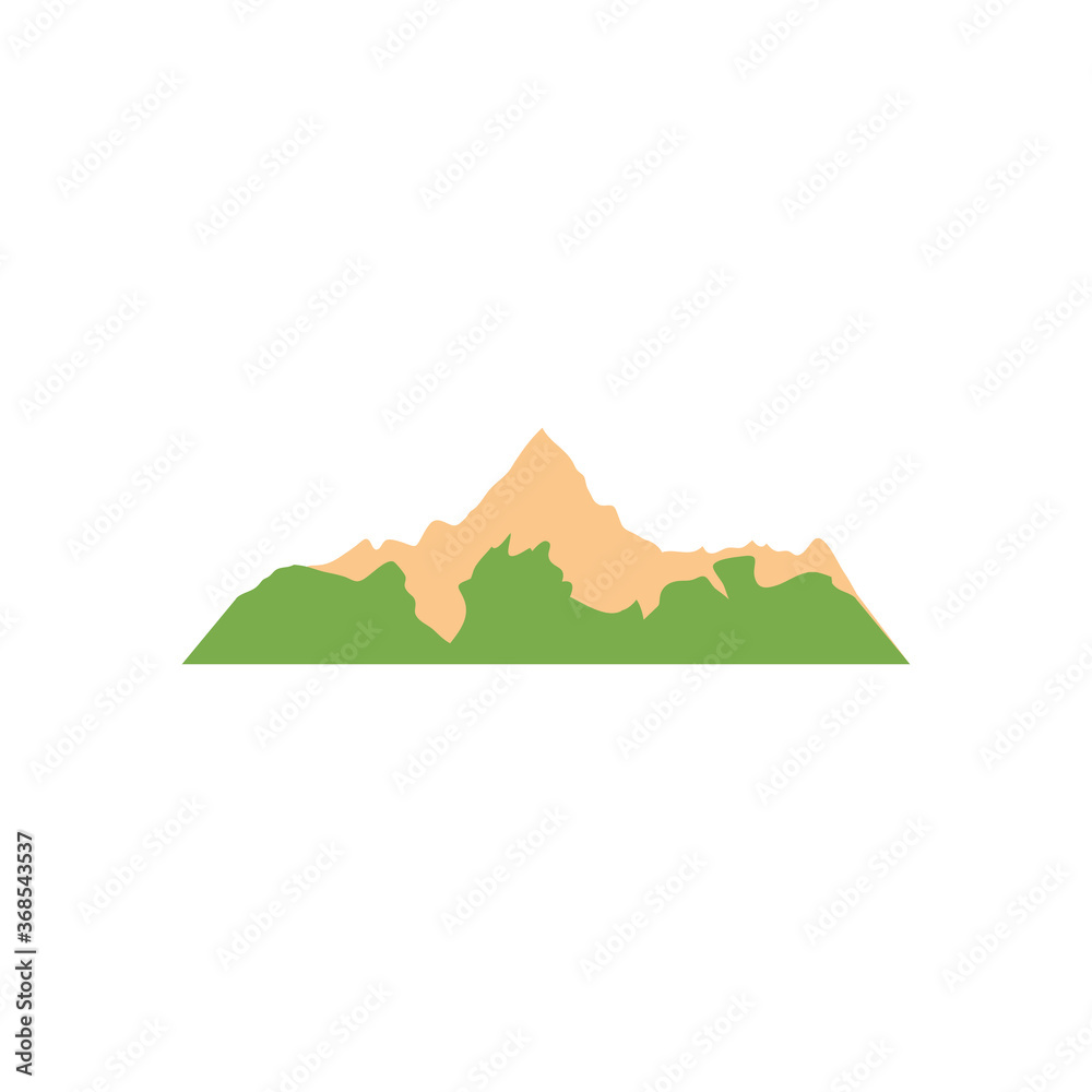 folded mountain with grass, flat style