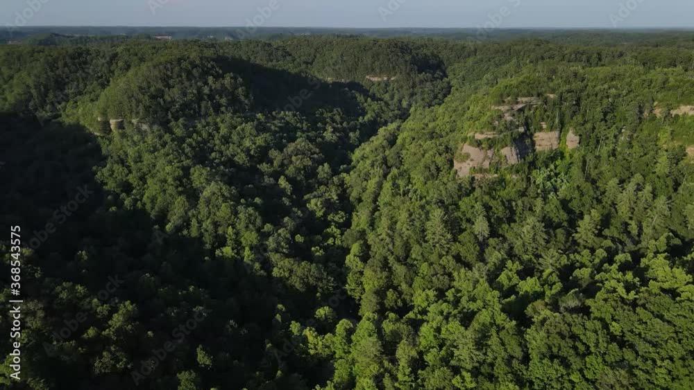 Aerial view of Tunnel Ridge Overlook in Red River Gorge, Kentucky. Part of the Daniel Boone National Forest. Aerial view of Tunnel Ridge Overlook in Red River Gorge, Kentucky. Part of the Daniel Boone National Forest.