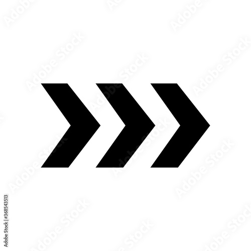 three forward arrows icon, silhouette style