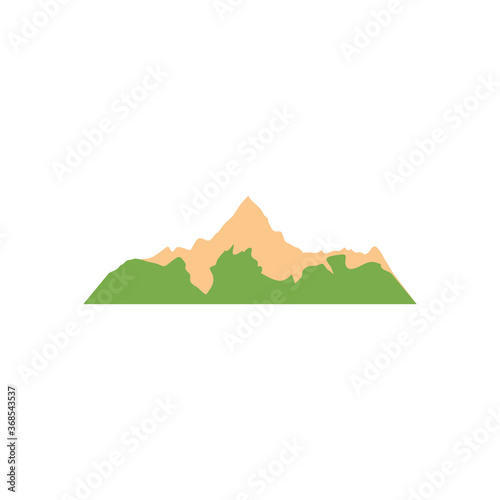 folded mountain with grass  flat style