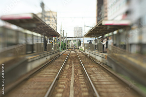 Tokyo,Japan-July 30, 2020: Machiya Station of Tokyo Arakawa tramcar line 