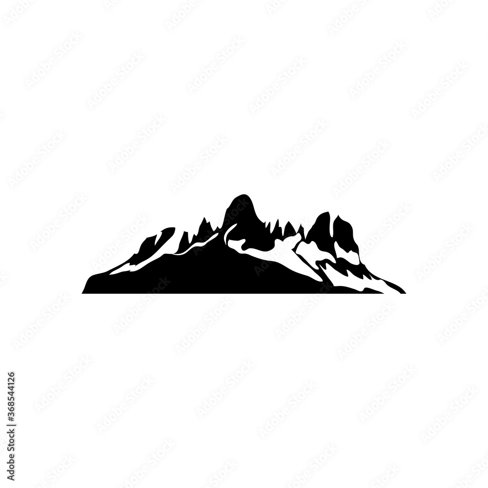 cartoon mountain icon, silhouette style