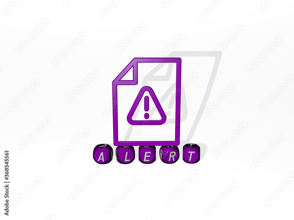 3D illustration of ALERT graphics and text made by metallic dice letters for the related meanings of the concept and presentations. background and icon 3D illustration of ALERT graphics and text made by metallic dice letters for the related meanings of the concept and presentations. background and icon