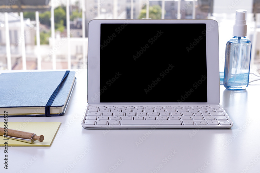 Tablet with keyboard on the desk Tablet with keyboard on the desk