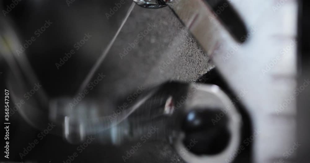 Sewing machine nail and details at work macro 4k slow motion Sewing machine nail and details at work macro 4k slow motion