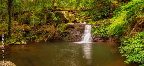 Panorama of Rainforest Waterfall