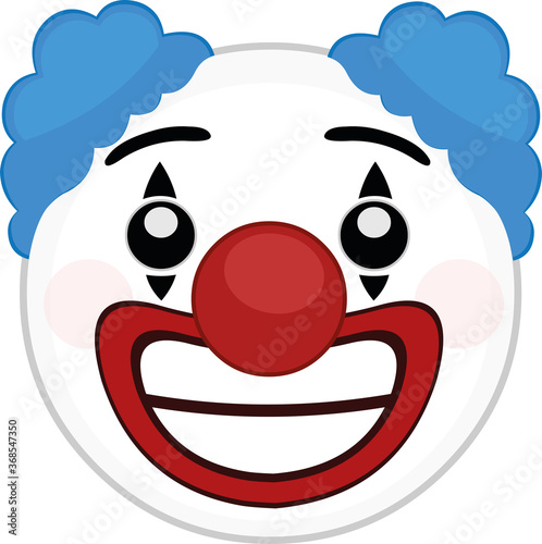Vector illustration of the face of a cute cartoon clown