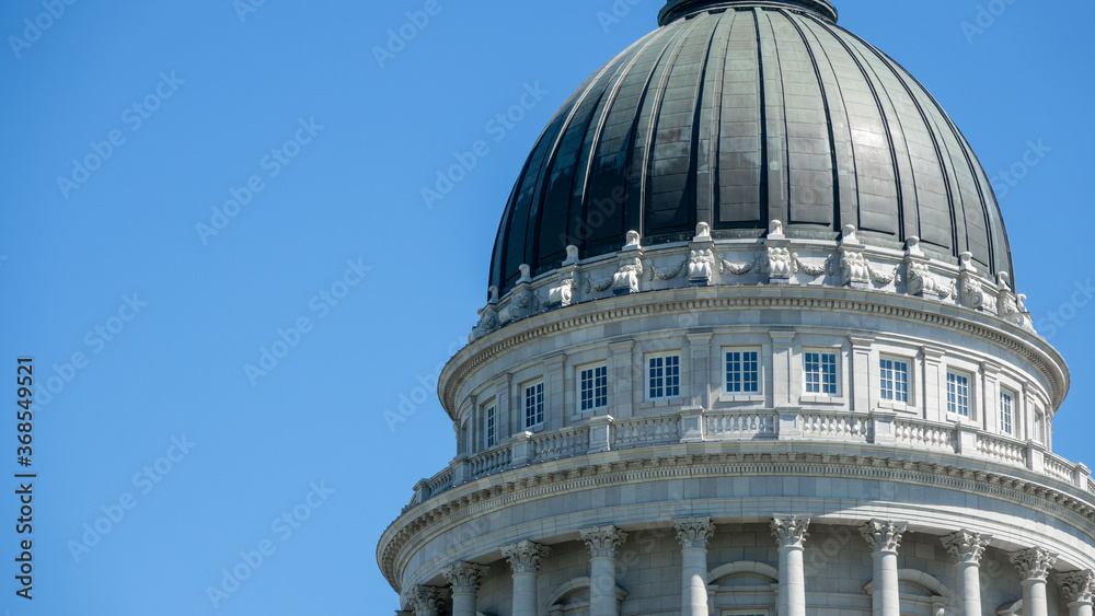 Closeup View of Utah State Capitol Building in Salt Lake City, Utah, USA