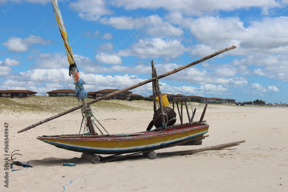 Wooden boat in Brazilian Beach 