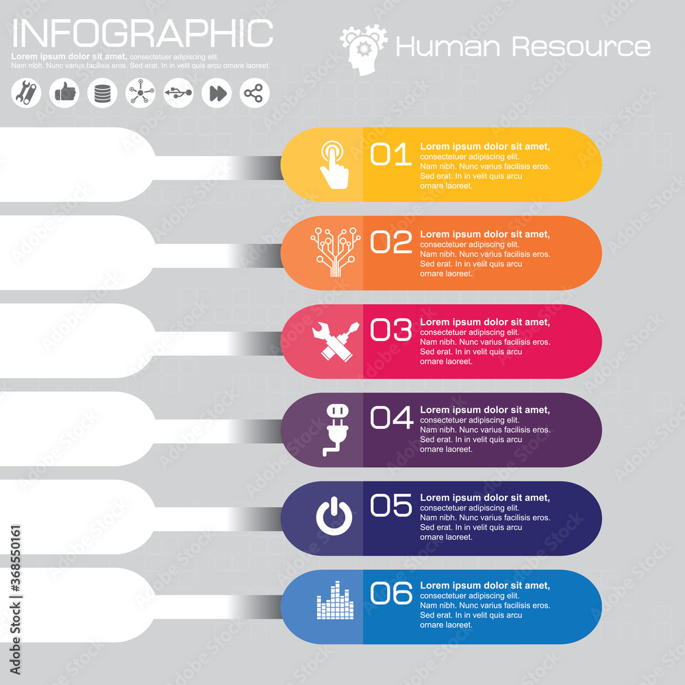 Infographic template and options with flat icons for presentation.