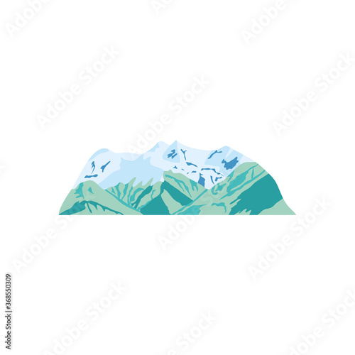 cold mountain with snow, flat style