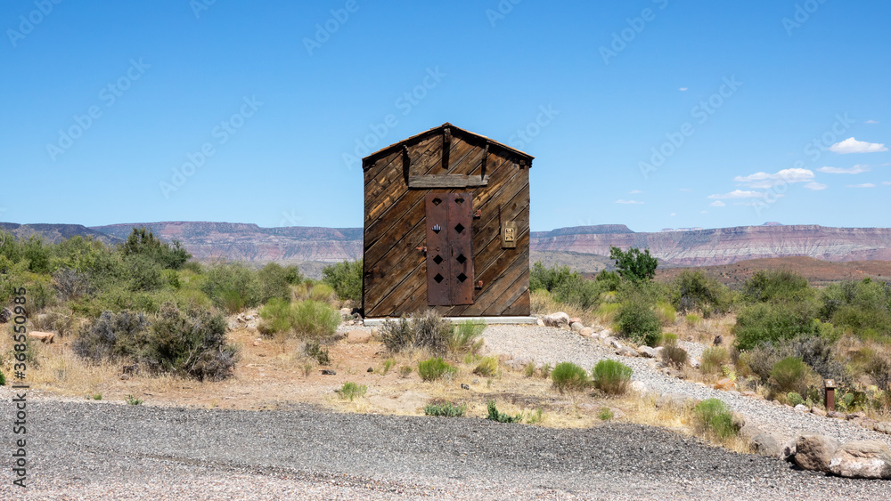 Abandoned wooden little house in the desert of Utah, USA
