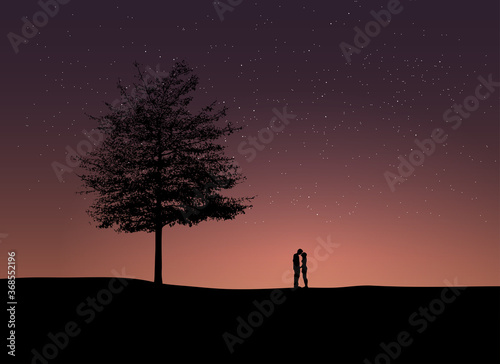 Lovers Under The Tree  Starry Night