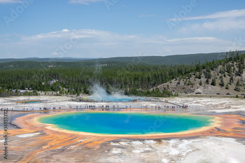 Fantastic View of the Grand Prismatic Geyser basin at Yellowstone  Wyoming  USA