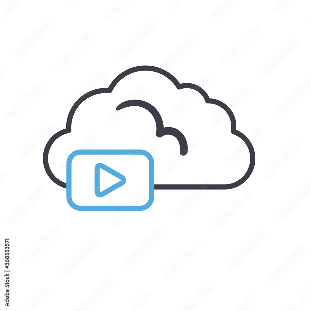 Cloud computing with play line style icon vector design Cloud computing with play line style icon vector design