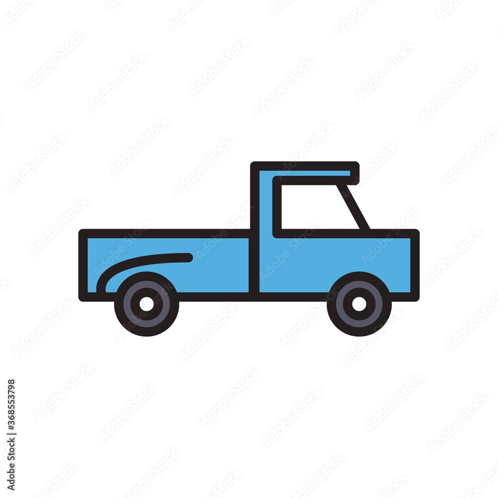 farm pickup car line and fill style icon vector design