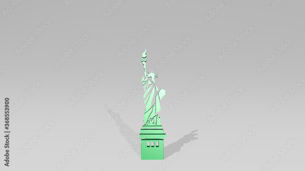 New York from a perspective on the wall. A thick sculpture made of metallic materials of 3D rendering. background and illustration New York from a perspective on the wall. A thick sculpture made of metallic materials of 3D rendering. background and illustration