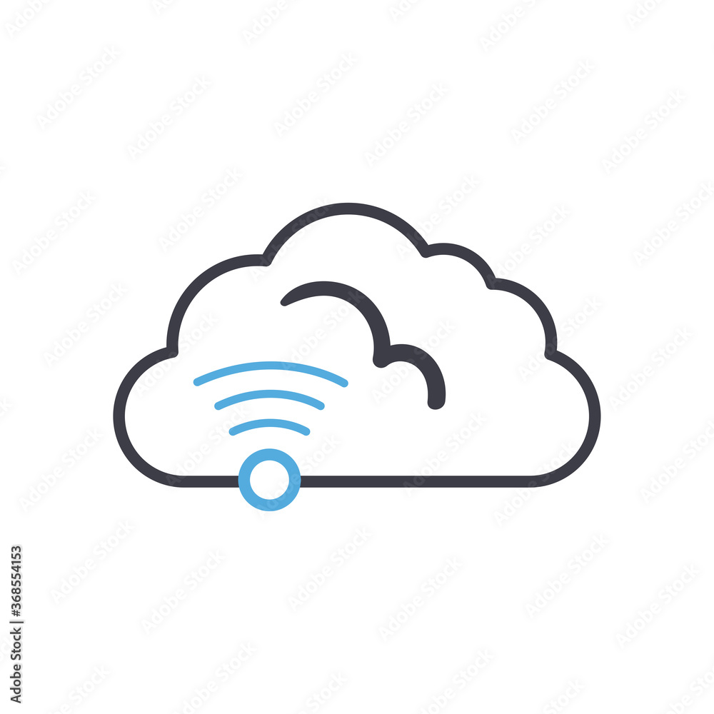 Cloud computing with wifi line style icon vector design Cloud computing with wifi line style icon vector design