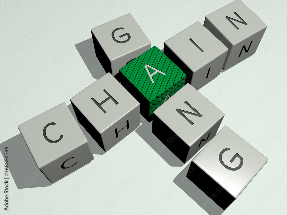 combination of CHAIN GANG built by cubic letters from the top perspective, excellent for the concept presentation. background and illustration combination of CHAIN GANG built by cubic letters from the top perspective, excellent for the concept presentation. background and illustration